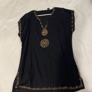 Black linen Tunic with beads